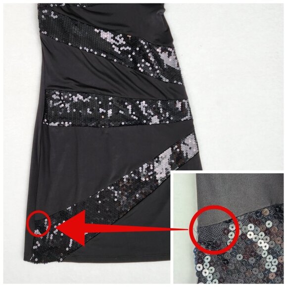 Arden B Womens One Shoulder Sequin Dress Size L Black NWT - Picture 4 of 7